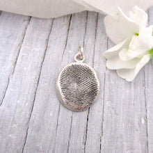Load image into Gallery viewer, Blackened Fingerprint Impression Pendant in Oxidized Sterling Silver
