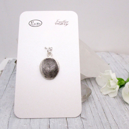 Load image into Gallery viewer, Blackened Fingerprint Impression Pendant in Oxidized Sterling Silver
