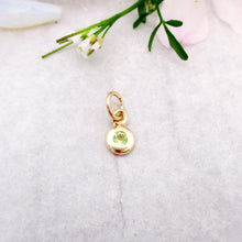 Load image into Gallery viewer, Gold August Birthstone Charm in Genuine Peridot
