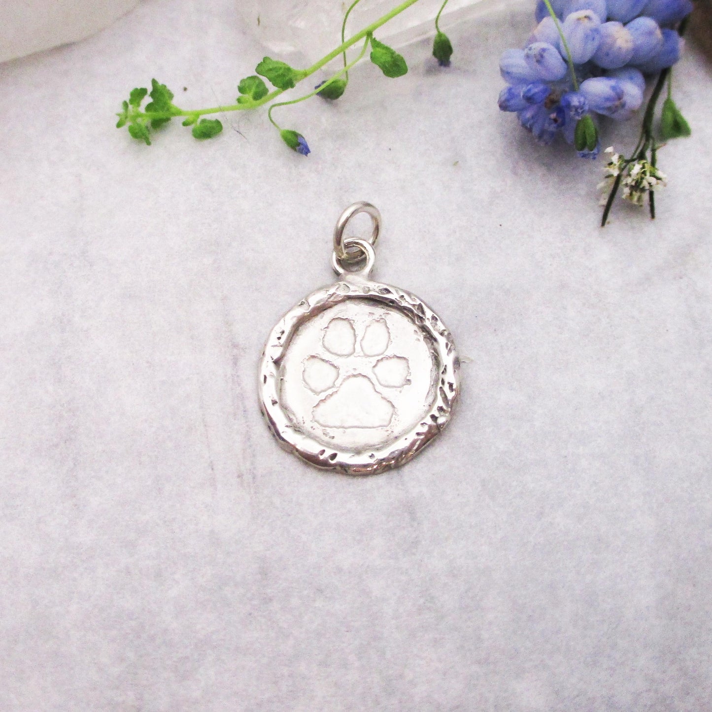 Load image into Gallery viewer, Small Framed Dog or Cat Paw Circle Pendant
