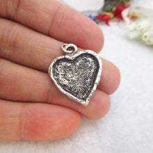 Load image into Gallery viewer, Framed Heart Fingerprint Pendant in Sterling Silver
