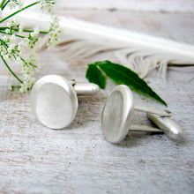 Load image into Gallery viewer, Silver Fingerprint Impression Cuff Links

