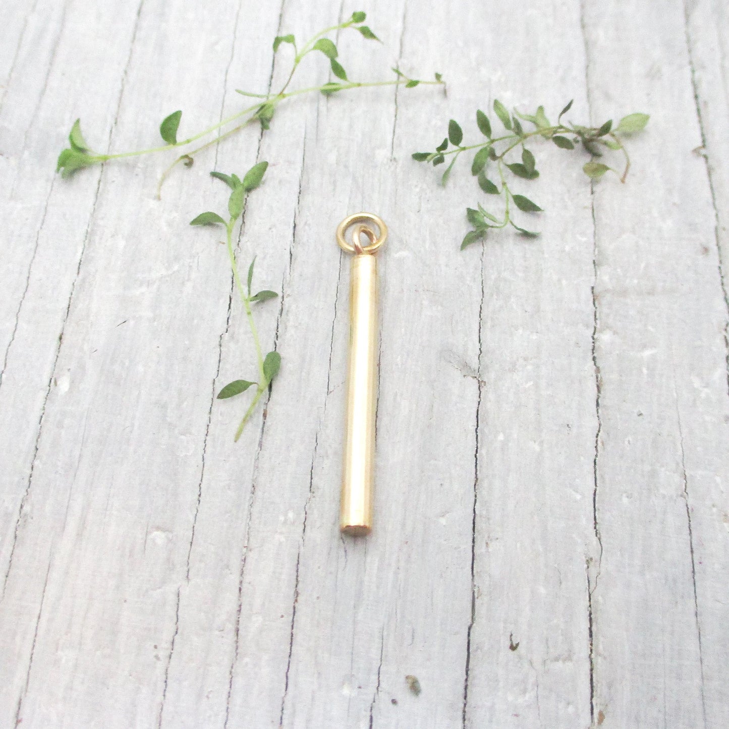 Narrow Solid 14K Gold Cylinder Urn Necklace for Cremation Ashes, Holds a Small Pinch of Ashes