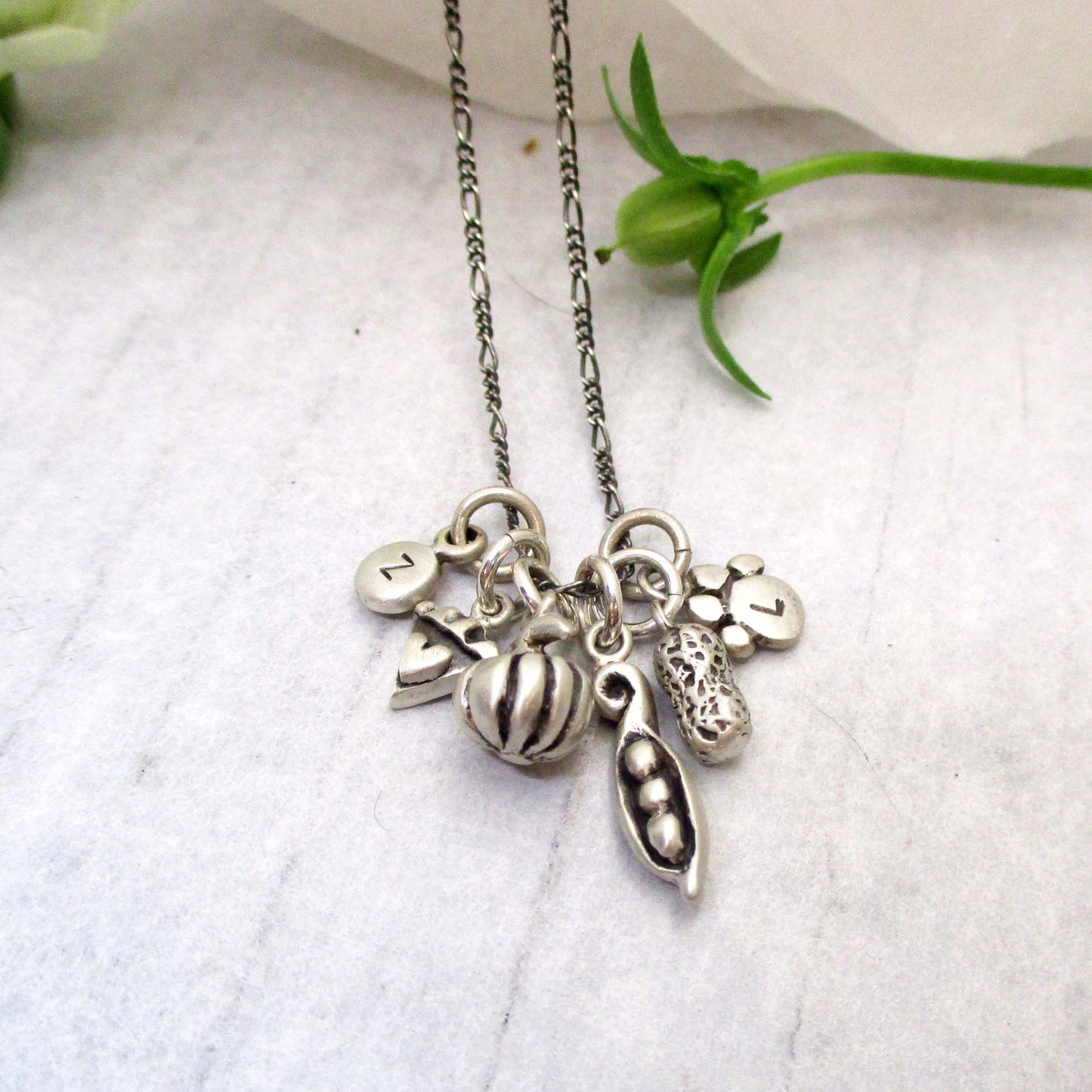 Load image into Gallery viewer, Sweet Pea, Peas in a Pod Charm in Sterling Silver
