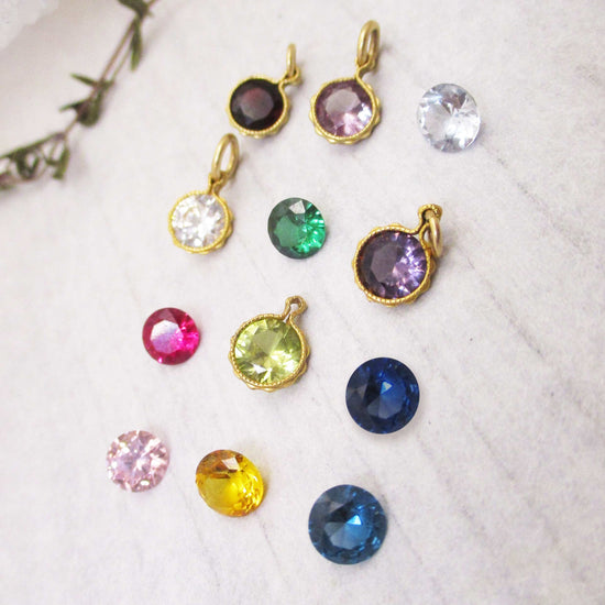 Load image into Gallery viewer, Gold Sparkle Birthstone Wrap Charm available in 12 Colors
