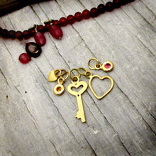 Load image into Gallery viewer, 14k Gold Tiny Lovelock Heart Padlock Charm
