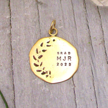 Load image into Gallery viewer, Gold Personalized Engraved Ivy Charm for Graduation or Memorial
