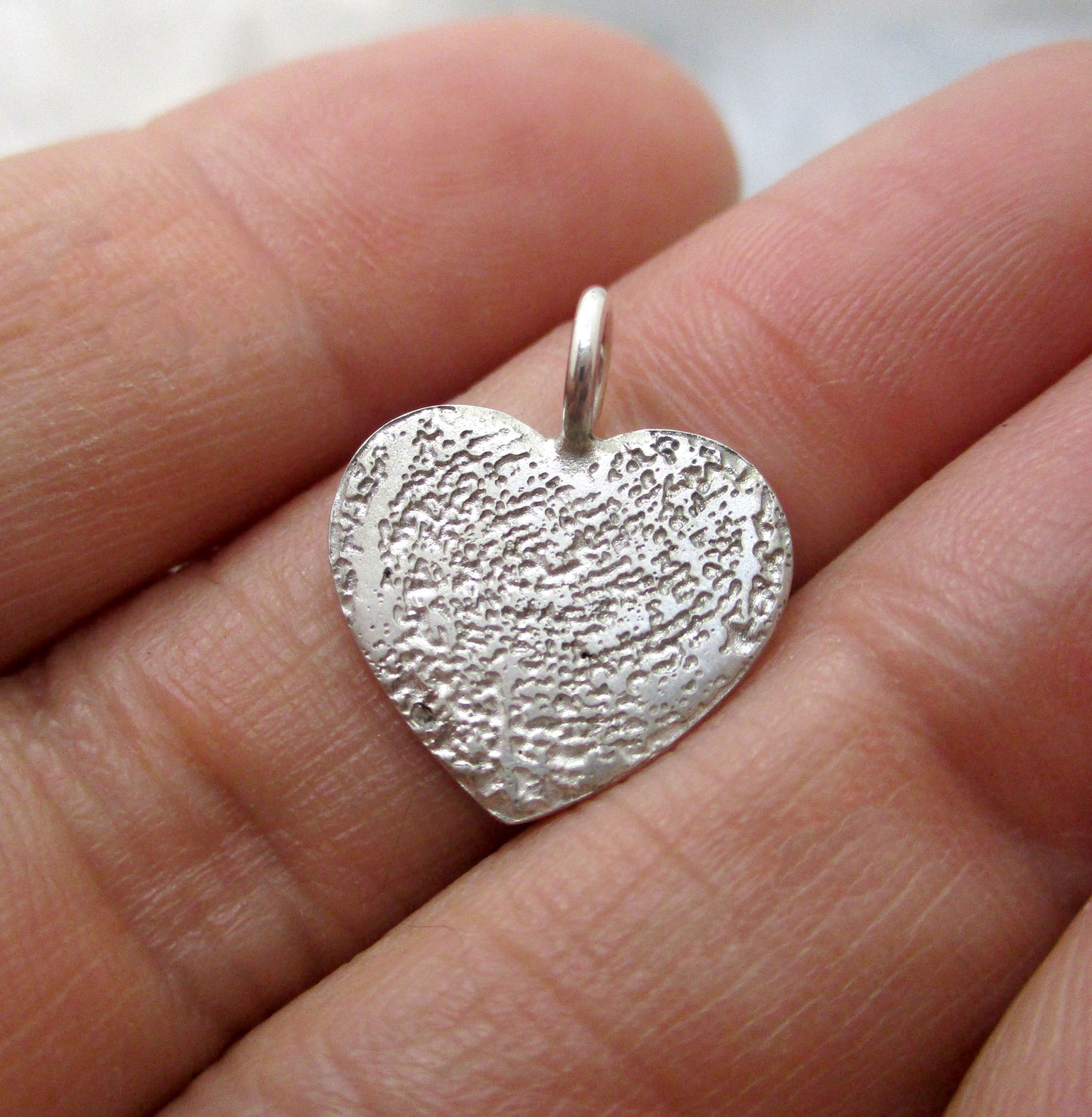 Small Finger Print Heart Pendant from Digital Print