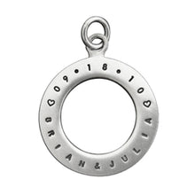 Load image into Gallery viewer, Sterling Silver Personalized Open Circle Charm in Small Font - Luxe Design Jewellery
