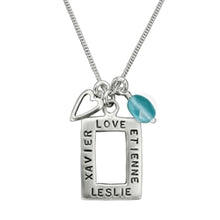 Load image into Gallery viewer, Silver Customizable Open Rectangle Charm - PERSONALIZE BOTH SIDES - Luxe Design Jewellery
