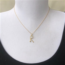 Load image into Gallery viewer, 14K Gold Handmade Script Initial Pendant Letter R - Luxe Design Jewellery
