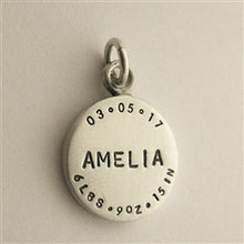 Load image into Gallery viewer, Birth Announcement Personalized Silver Charm - Luxe Design Jewellery
