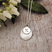 Load image into Gallery viewer, Fingerprint and Cursive Disc Initial Necklace - Luxe Design Jewellery
