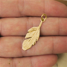 Load image into Gallery viewer, 14K Solid Gold Feather Charm - Luxe Design Jewellery
