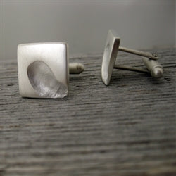 Square Silver Fingerprint Impression Cuff Links - Luxe Design Jewellery