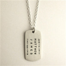 Load image into Gallery viewer, Birth Announcement Silver Personalized Dog Tag Necklace - Luxe Design Jewellery
