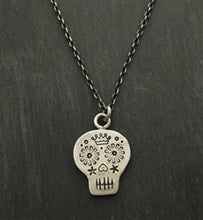 Load image into Gallery viewer, Sterling Silver Day of the Dead Sugar Skull Necklace - Luxe Design Jewellery
