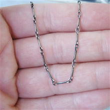 Load image into Gallery viewer, Sterling Silver Blackened Bar &amp; Link Chain with Spring Ring Clasp - Luxe Design Jewellery

