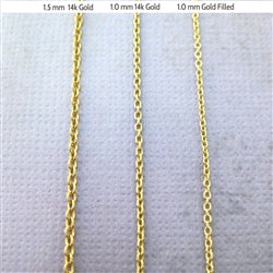 14 Karat Gold 1mm Open Cable Chain, Yellow, Rose or White Gold - Luxe Design Jewellery