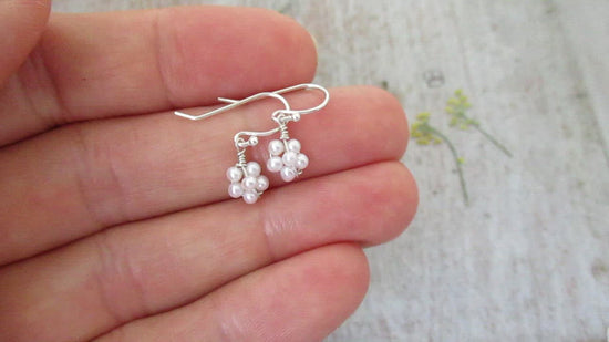 Load and play video in Gallery viewer, White Freshwater Pearl Earrings
