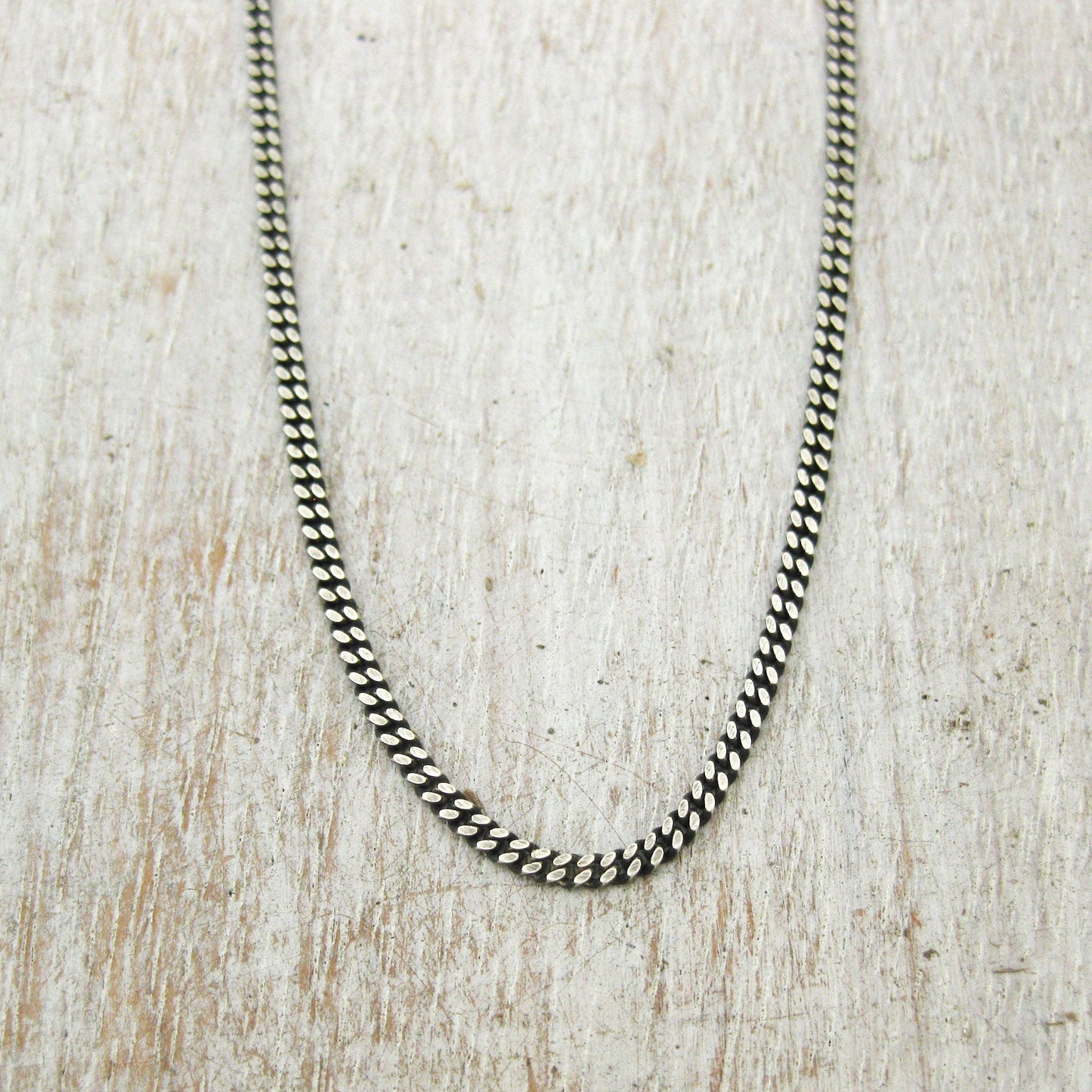 Sterling Silver Oxidized or Shiny Curb Chain, 18" to 30" Lengths, 2mm or 3mm, Man's Silver Chain, Blackened Necklace for Men, Unisex Chain