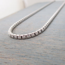 Load image into Gallery viewer, Sterling Silver Oxidized or Shiny 2.5mm Box Chain, 8.5&quot; to 28&quot; Lengths, Man&#39;s Silver Chain, Necklace for Men, Unisex, Men&#39;s Bracelet
