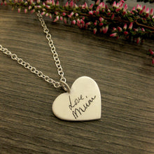 Load image into Gallery viewer, Additional Handwriting, Fingerprint, Thumbprint, Handprint, Noseprint on back of any Luxe Design pendant in silver 
