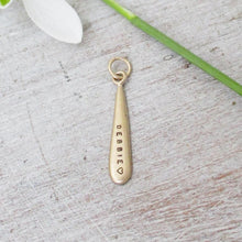 Load image into Gallery viewer, 14K Gold Personalized Teardrop Charm, Teardrop Memorial Name Pendant, Gold Name Charm, Rose Gold, White Gold Teardrop Necklace
