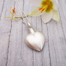 Load image into Gallery viewer, Heart Urn Pendant for Cremation Ashes in Sterling Silver, Memorial Urn for Ashes, Cremation Urn Necklace, Holds Human or Pet Ashes 29
