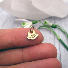 Load image into Gallery viewer, 14 Karat Gold Kitten Cat Face Charm, Tiny Cat Charm in Gold
