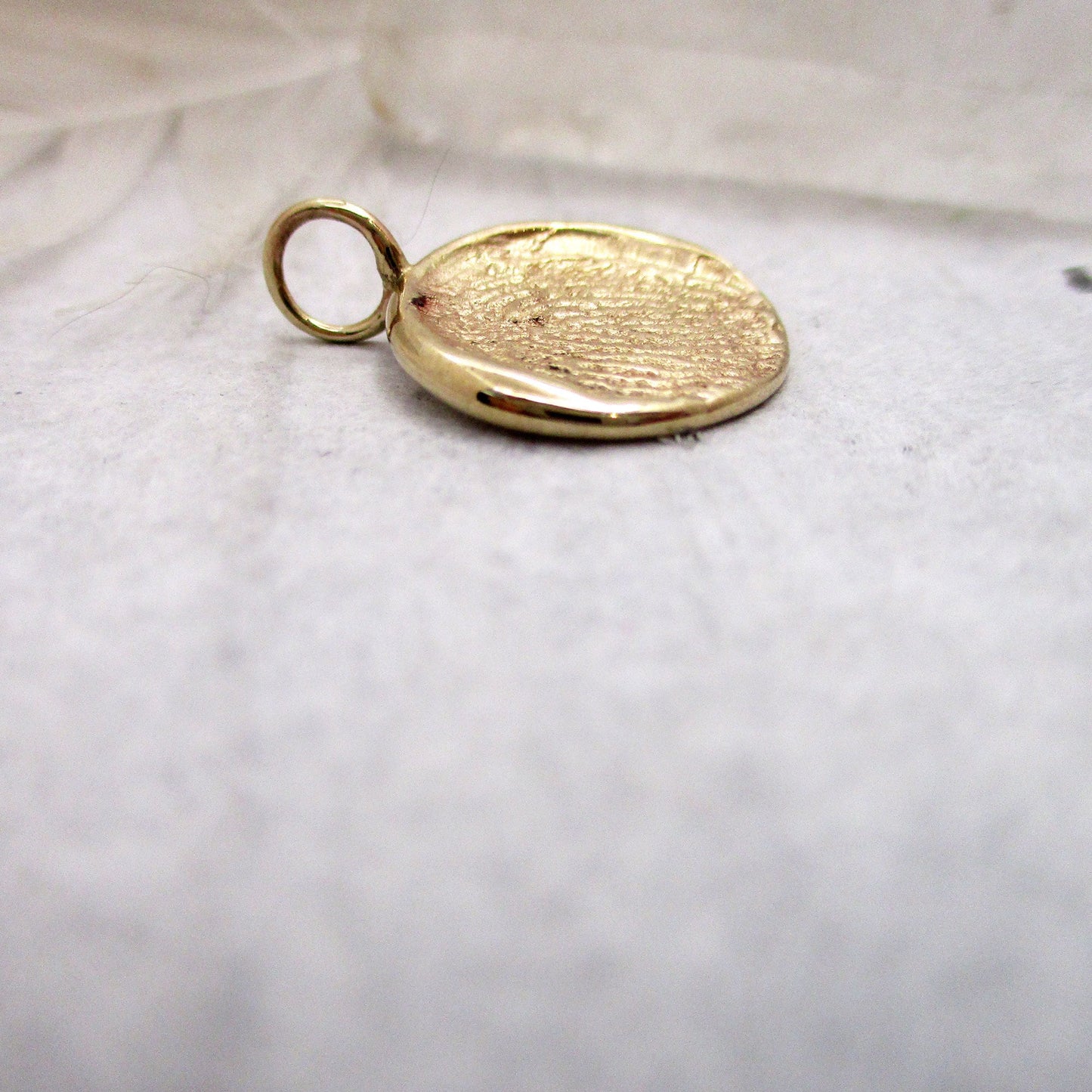 Small Size Solid 14k Gold Organic Shaped Fingerprint Pendant from Digital Image, Email your fingerprint image, Memorial fingerprint Pendant