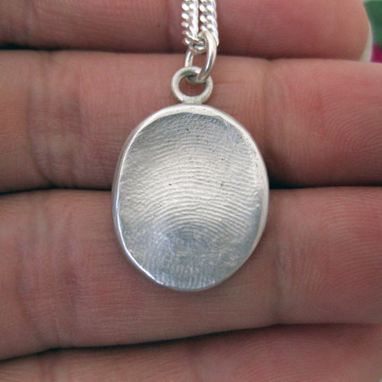 Men's Sterling Fingerprint Impression Pendant, Unisex Thumbprint Jewelry, Thumb Print Finger Print Necklace