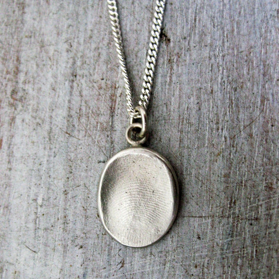 Men's Sterling Fingerprint Impression Pendant, Unisex Thumbprint Jewelry, Thumb Print Finger Print Necklace