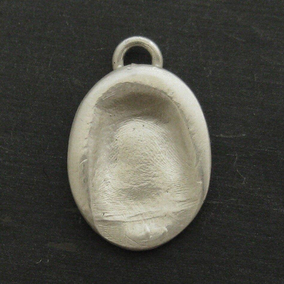 Men's Sterling Fingerprint Impression Pendant, Unisex Thumbprint Jewelry, Thumb Print Finger Print Necklace