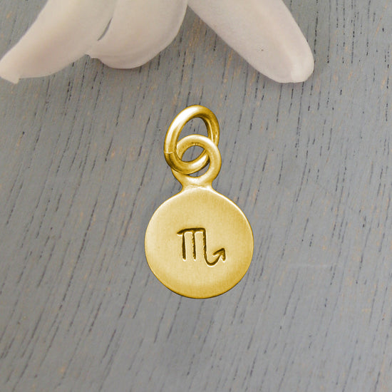 14 Karat Gold SCORPIO Zodiac Disc Charm - Luxe Design Jewellery